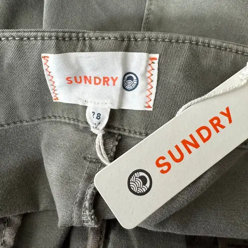 Sunday Revolve Le Soleil Pant Contrast Stripe Frayed Hem in Cactus Size 28 NWT Green