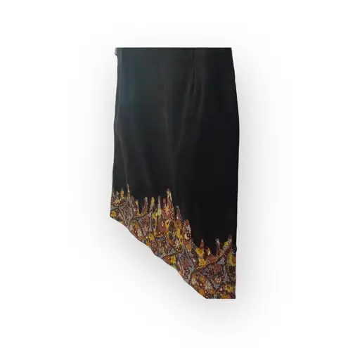Moschino new Jeans ā Chic Floral Silk Detail Stretch Skirt ā Gunmetal Black ā 8
