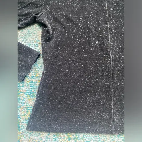 Vintage 90s Long Elegant Legs black sparkle zip front mock neck top, size medium