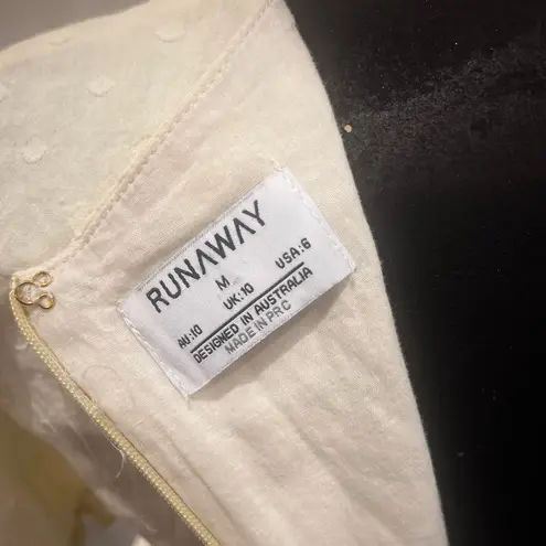 RUNAWAY THE LABEL Ditsy Yellow Lemon Polk-a-dot Cotton Mini Dress Sz Medium FLAW