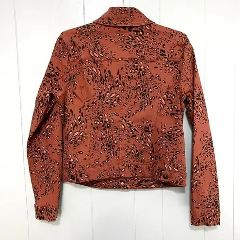 Ella Moss Lenna Brick Red Leopard Print Mobwife Fall Denim Jean Jacket L