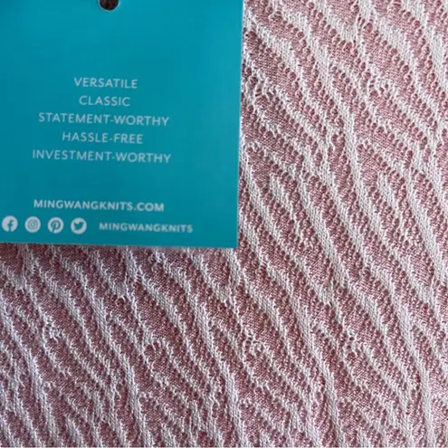 Ming Wang Dress Pink & White Lace Trim Open Sleeve Knit Dress Sz XL NWT *Flaw*