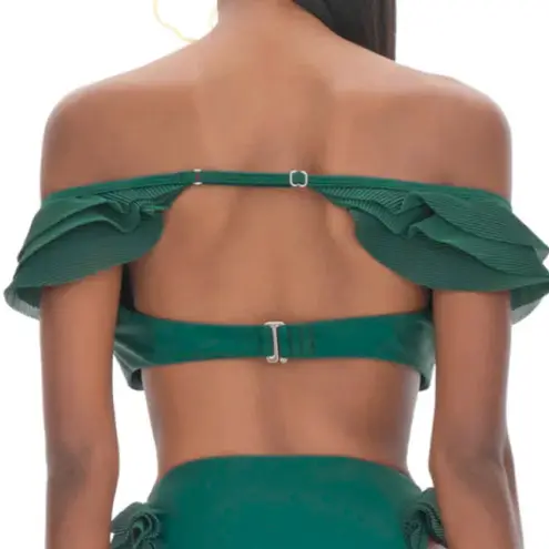 Andrea Iyamah Salama Convertible Bikini Top Size Large Green Ruffle Resort Swim