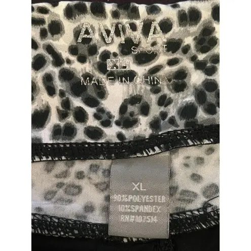 Aviva Yoga Shorts Womens XL Black Leopard Waist Stretch Activewear Running Gym