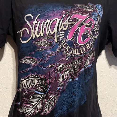 Sturgis 76th Annual Motorcycle Rally Black Graphic Tee Size Large 2016 Purple L