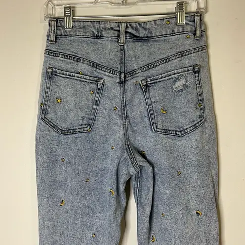 Tinseltown  Heavily Distressed Ripped Hole Denim Straight Leg Jeans Raw Hem Fray