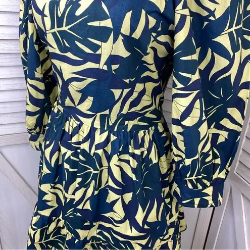 Ba&sh Winny TropicalāPalm Print Tiered Mini Dress Yellow BlueāSmall