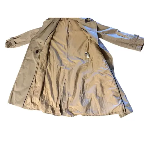 Massimo Dutti Beige Trench Coat Double-Breasted Belted Size M Vintage