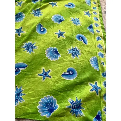 Bright Green Blue Seashell Ocean Semi Sheer Scarf