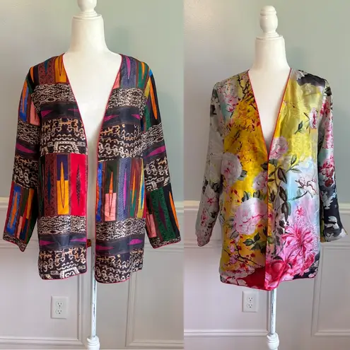 ETRO Reversible Silk Jacket Ethnic Tribal Floral XXL Neiman Marcus NEW $1005 Pink