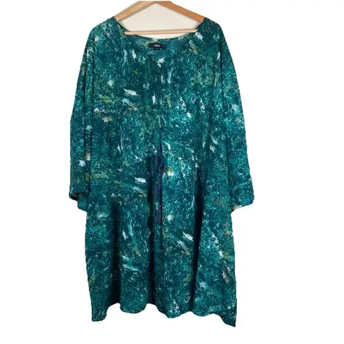 Ellos Over Sized Tie Waist Green Swim Coverup Size 4X Beach Vacation Tunic Green