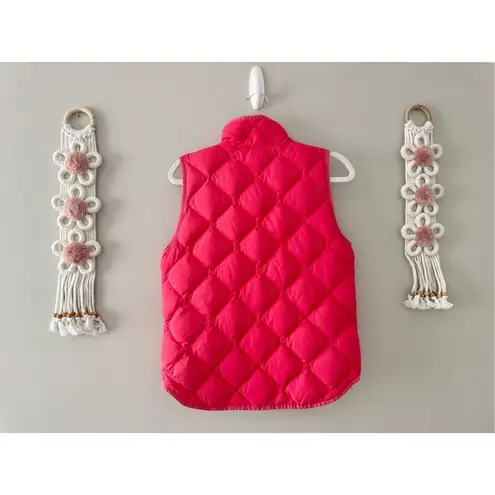 J Crew Outdoor Down Vest Size Small Full Zip Hot Pink Quilted Puffer