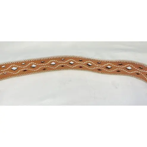 Western Women's Brown Leather Stitched Belt Overlap Buckle 42" L x 2" W SKU 5656