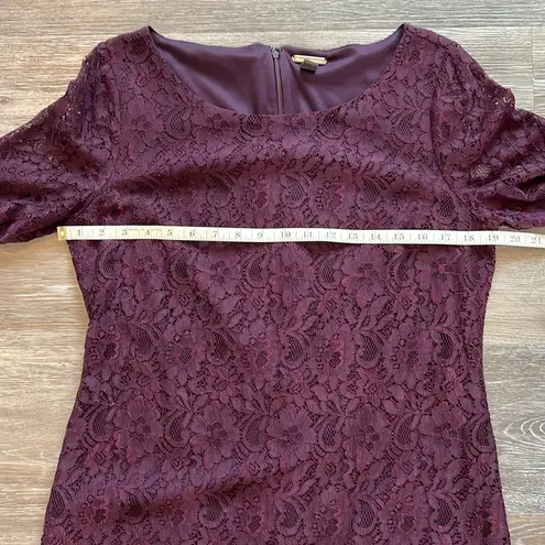 Dana Buchman Lace Overlay Knee 3/4 Length Sleeve Dress