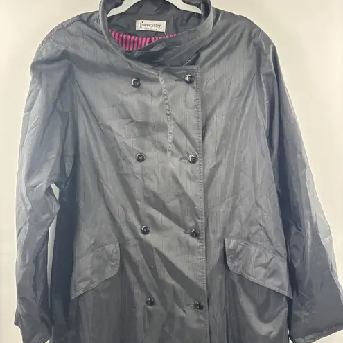 Vintage Forecaster Of Boston Rain Trench Coat Jacket Womens‎ 46" long Black 12