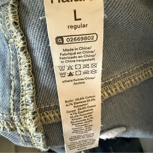 Halara Flex Asymmetric Low Rise Zipper Pockets Baggy Wide Leg Washed Jeans SZ L