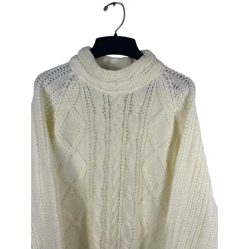 VTG 90s Carriage Court Cable Knit Sweater M Relaxed Fit Ivory Cream Mock Neck Size M