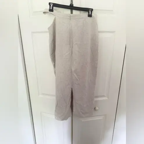 Bardot Linen Blend Midi Skirt Side Cut Out Oatmeal Cream Straight Size Large