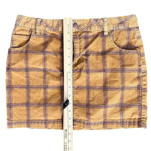 Urban Outfitters BDG  Sybale Gold Red Plaid Corduroy Mini Skirt size 6 Preppy