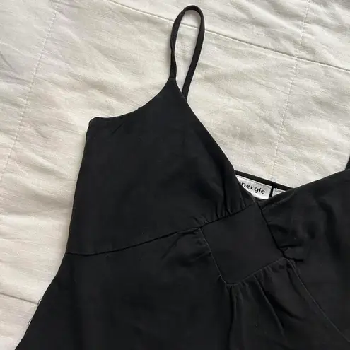 Energie Y2K Black crop babydoll cami top seaming detail Size large