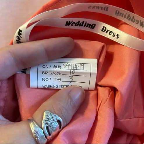 NWOT coral sleeveless formal dress with sheer jacket rhinestone brooch size 10 Pink