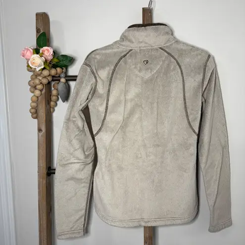 Kuhl Womens Fleece Quarter Zip Pullover Top Tan Brown Stitched Size Medium - Image 5