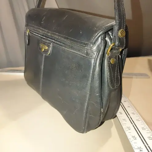 Hidesign Black Premium Leather Crossbody Bag Zip Adjustable Strap Compartments