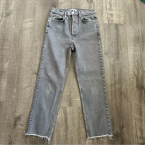 RE/DONE High Rise Stove Pipe Denim Jeans Washed Chocolate 27