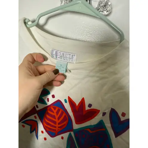 Vintage Segrets Sun Prints Cotton Graphic 90s Tribal Oversized Floral T