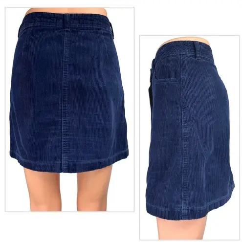 Miss Selfridge Corduroy Button-Front A-Line Skirt in Navy