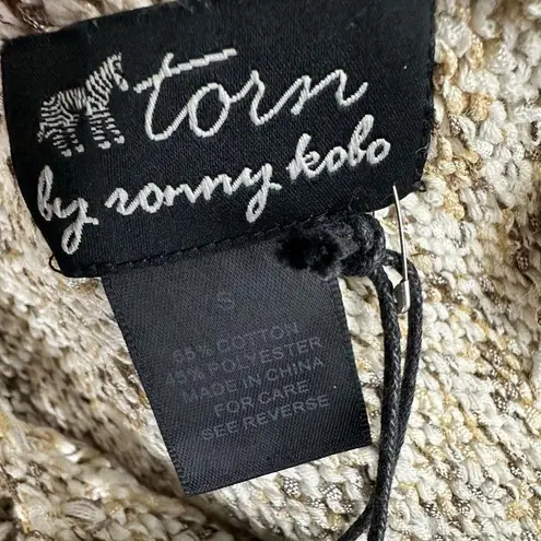 Torn By Ronny Kobo sleeveless open knit tan brown Penney Sweater tank Top Size S