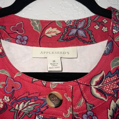 appleseed's Appleseed’s Red Floral Cotton Blazer Jacket Size 14