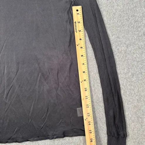 Bailey 44 Mock Neck Sheer Long Sleeve Top Women's Small Gray Ribbed Knit