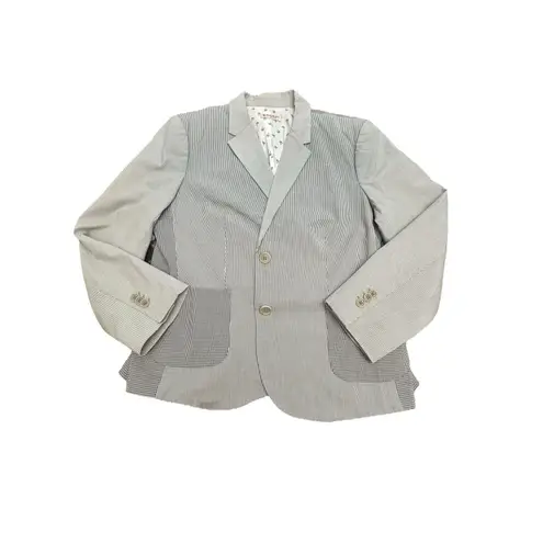 Brooks Brothers Red Fleece Blazer Women's Size 14 Stripe Check Gray #ST13-5