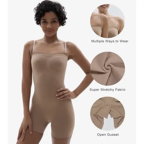 SHAPERX Strapless Shortie Bodysuit Shapewear, Tummy Control, Removable Straps, L Size L