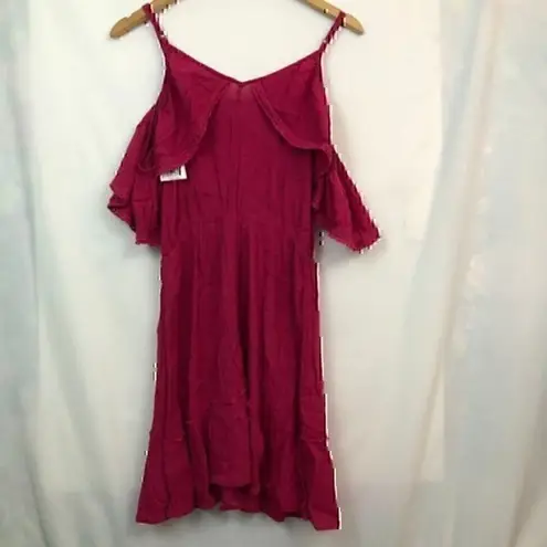Wild Pearl NEW NWT Ruffle Dress Magenta Pink Cold Shoulder Cutout Mini Shift XS