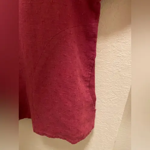 Flax Linen Button Front Swiss Dot Lagenlook Shacket Size Small In Raspberry