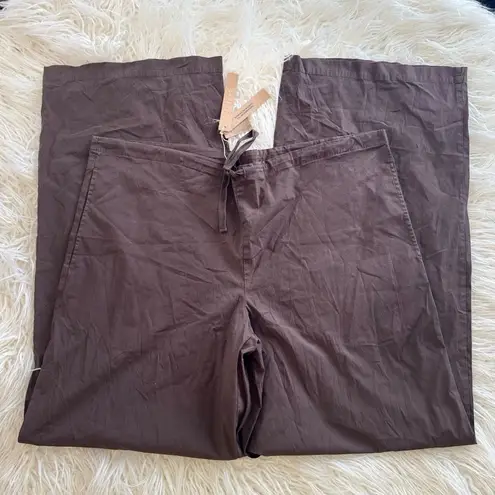 SKIMS Cotton Poplin Straight Leg Pant Washed Dark Sepia Size XS