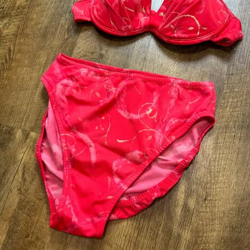 Tara Grinna Womens Bikini Set Sz 10 / 36B/C Red Gold High Cut