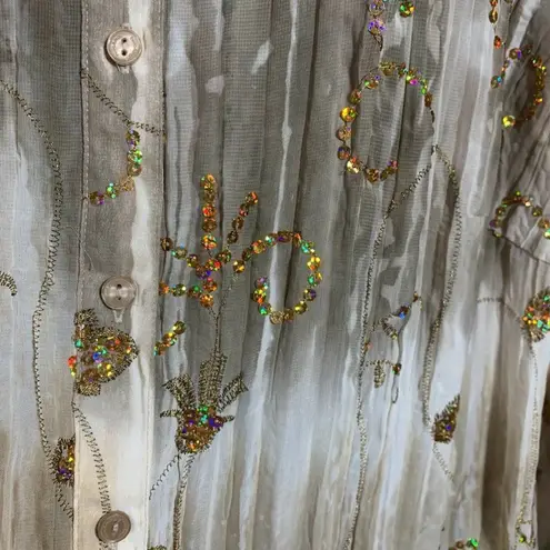 Peter Nygard Button Down Sequin Accent Blouse