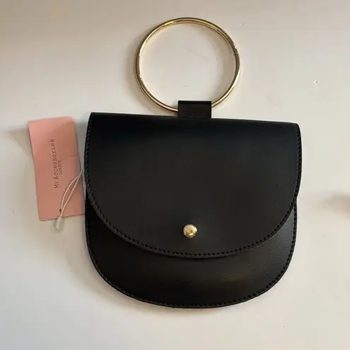 MY ACCESSORIES OF LONDON..NWTS…BLACK VEGAN LEATHER PURSE WITH GOLD RING HANDLE Black