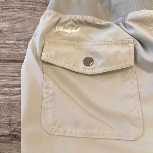 SOOTHFEEL Cargo Jogger Pants Light Gray Zip Pockets Drawcord Hem S