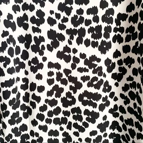 Loft  Wild Cat Flippy Bias Ruffle Dress Animal Print Dress NWT Black White Size 8