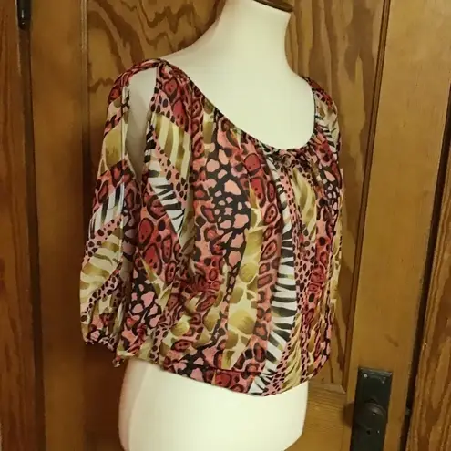 Bright cold shoulder Y2K top