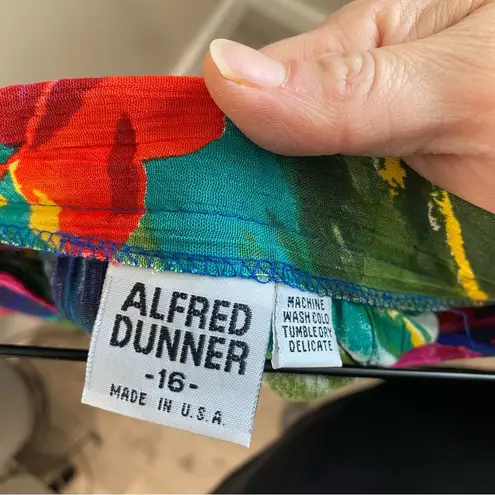 Vtg Alfred Dunner Floral Hawaiian Print Midi Skirt Size 18 Made in USA Floral Red