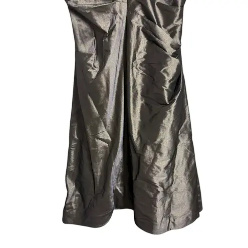 Teri Jon Metallic Gold One Shoulder Embellished Trumpet Formal Gown 8