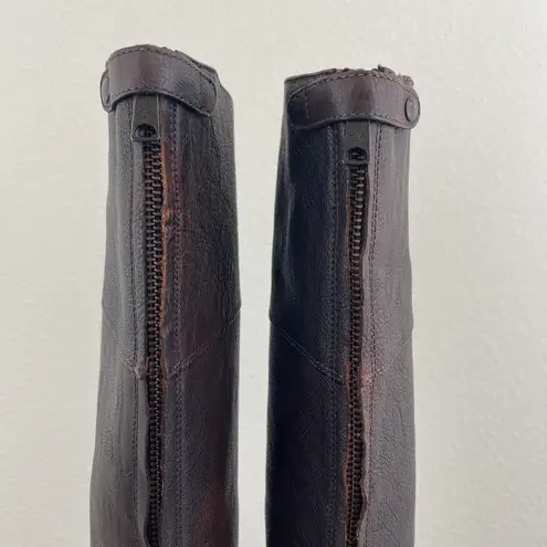 Patricia Nash Dark Brown Red Leather Loretta Tall Knee High Riding Heeled Boots