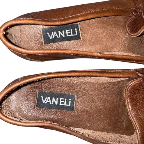 Vaneli Women's Brown Leather Moccasins Loafers Size 8.5 Narrow Casual Shoes