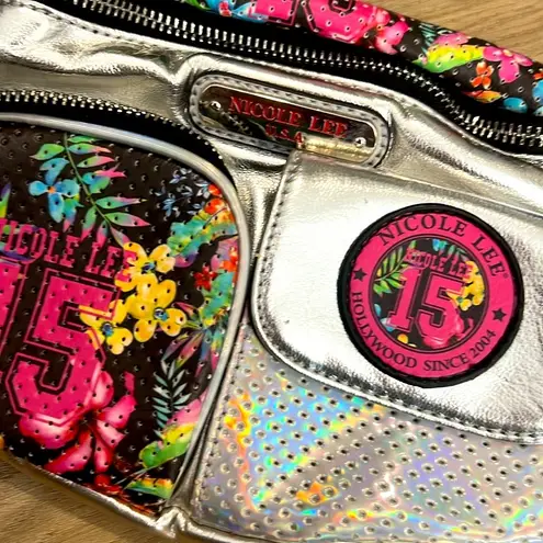 Nicole Lee USA Faux Leather Metallic Silver Adjustable Strap Belt Bag