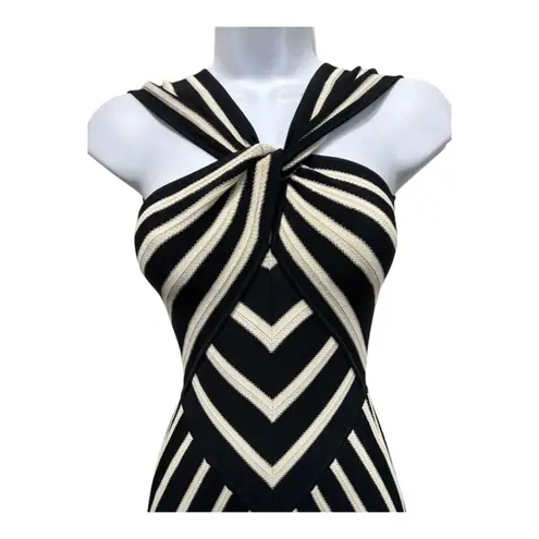 Zimmermann NWT Illuminate Halter Knit Midi Dress Black/Cream Size 0